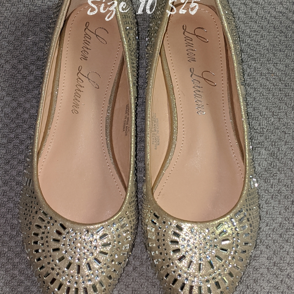 🌛Lauren Lorraine Champagne Bling Women's Flats🌜